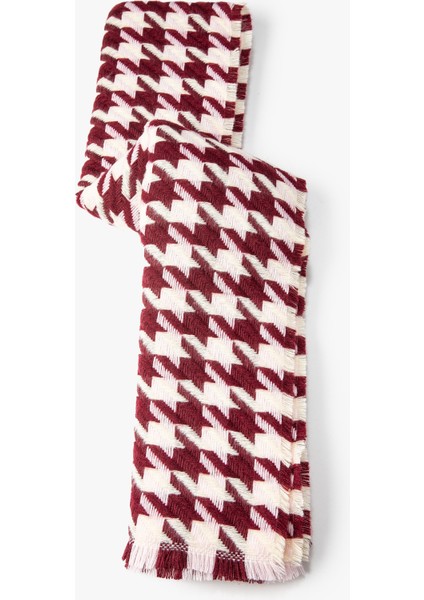 Atkı Kazayağı Desenli Yumuşak Dokulu Püsküllü