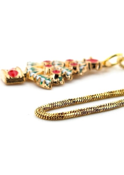 Yılbaşı Yeni Yıl Süslü Çam Ağacı Noel Çelik Zincir Kolye Q0746 modelleri