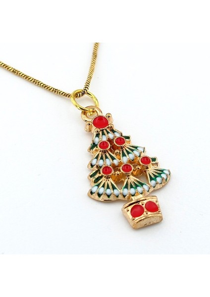 Yılbaşı Yeni Yıl Süslü Çam Ağacı Noel Çelik Zincir Kolye Q0746 fırsatları
