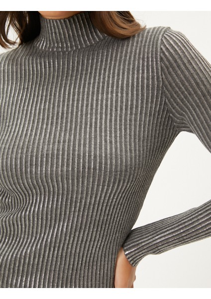 Triko Kazak Yarım Balıkçı Yaka Metalik Varaklı Regular Fit Kaşmir Dokulu indirimleri