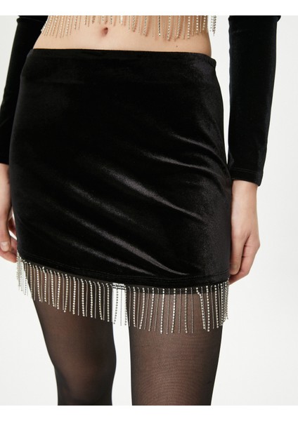 Mini Kadife Etek Sallantılı Taşlı indirimleri