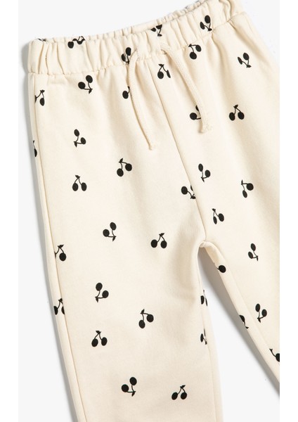 Kirazlı Jogger Eşofman Altı Beli Bağlamalı Pamuklu modelleri