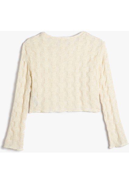 Crop Sweatshirt Dokulu Uzun Kollu Bisiklet Yaka fiyatları