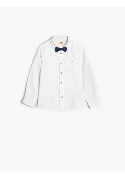 Papyonlu Uzun Kollu Gömlek Cep Detaylı