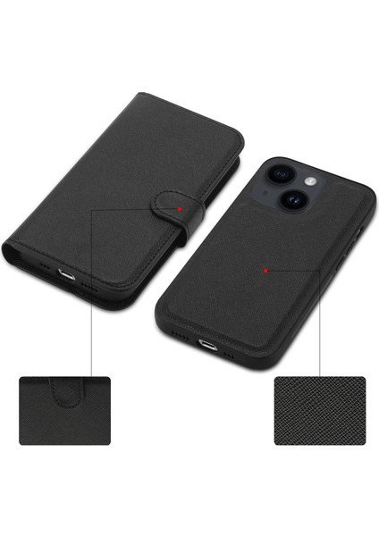 Iphone 14 Için Sıkıştırılabilir Tpu Geri Kılıf Çapraz Doku Cüzdan Stand Pu Deri Deri Şok Geçirmez Kapak Black (Yurt Dışından) indirimleri