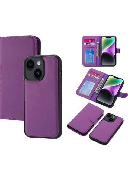 Iphone 14 Için Sıkıştırılabilir Tpu Geri Kılıf Çapraz Doku Cüzdan Stand Pu Deri Deri Şok Geçirmez Kapak-Moral (Yurt Dışından)