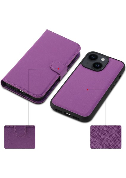 Iphone 14 Için Sıkıştırılabilir Tpu Geri Kılıf Çapraz Doku Cüzdan Stand Pu Deri Deri Şok Geçirmez Kapak-Moral (Yurt Dışından) indirimleri