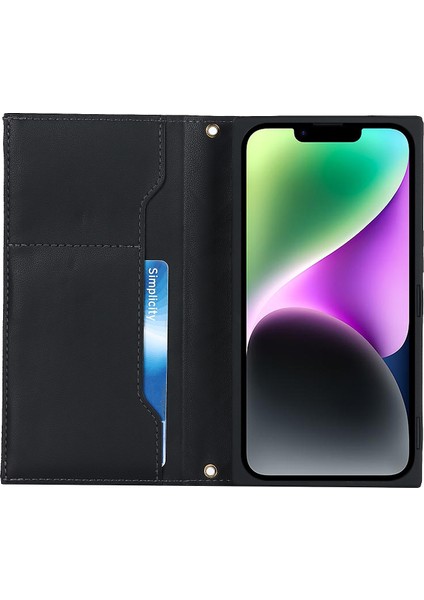 Iphone 14 Için Artı Tam Koruma Eşkenar Dipli Telefon Kasası Stand Pu Derisi Fermuar Cep Flip Cüzdan Kapağı Omuz Kayış-Siyah ile (Yurt Dışından) fiyatları
