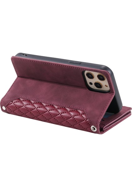 Iphone 14 Pro Max Için 6.7 Inç Damla Geçirmez Telefon Flip Cüzdan Kılıfı Pu Deri Deri Eşdendis Doku Fermuar Cep Anti-Çizgi Cep Telefonu Kapağı Strap-Wine Red ile (Yurt Dışından) indirimleri