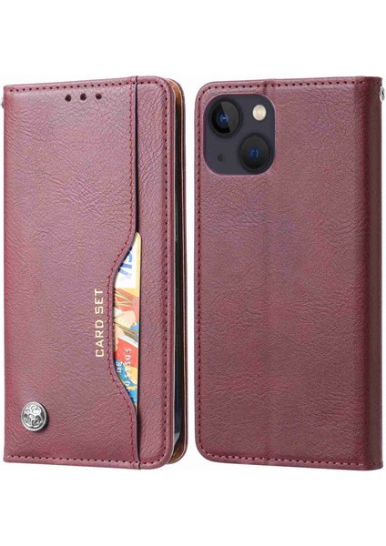 Iphone 14 Için 6,7 Inç Çizik Dirençli Manyetik Otomatik Emici Deri Kapak Standı Cüzdan Tam Koruma Telefonu Kasa Kırmızısı (Yurt Dışından)