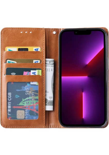 Iphone 14 Için 6,7 Inç Çizik Dirençli Manyetik Otomatik Emici Deri Kapak Standı Cüzdan Tam Koruma Telefonu Kasa Kırmızısı (Yurt Dışından)