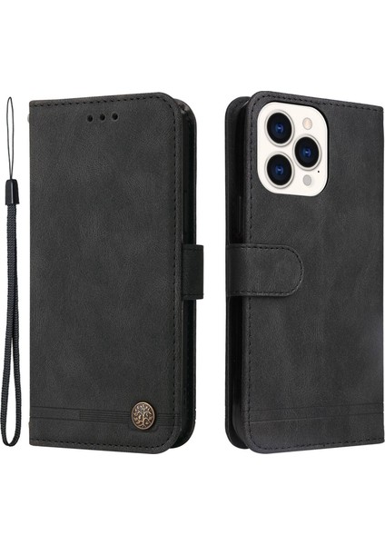 Iphone 14 Pro Max Için Max 6.7 Inç Ağaç Desen Dekoru Dekor Telefon Damla Geçirmez Kılıf Çizgileri Baskılı Pu Deri Deri Touch Cüzdan Stand Kapağı Strap-Black (Yurt Dışından) fiyatları