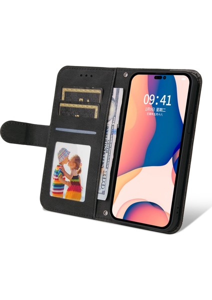 Iphone 14 Pro Max Için Max 6.7 Inç Ağaç Desen Dekoru Dekor Telefon Damla Geçirmez Kılıf Çizgileri Baskılı Pu Deri Deri Touch Cüzdan Stand Kapağı Strap-Black (Yurt Dışından) modelleri
