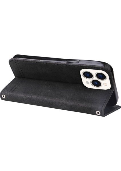 Iphone 14 Pro Max Için Max 6.7 Inç Ağaç Desen Dekoru Dekor Telefon Damla Geçirmez Kılıf Çizgileri Baskılı Pu Deri Deri Touch Cüzdan Stand Kapağı Strap-Black (Yurt Dışından) indirimleri