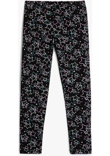 Yıldızlı Tayt Beli Lastikli Pamuklu
