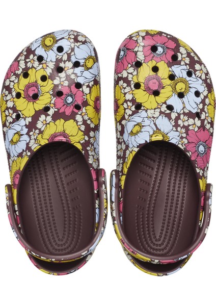 Classic Retro Floral Clog - Dark Cherry/multi Navy 208954-6WF