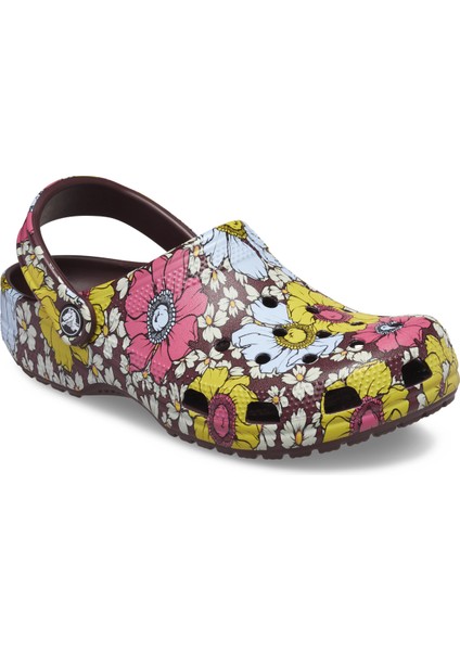 Classic Retro Floral Clog - Dark Cherry/multi Navy 208954-6WF