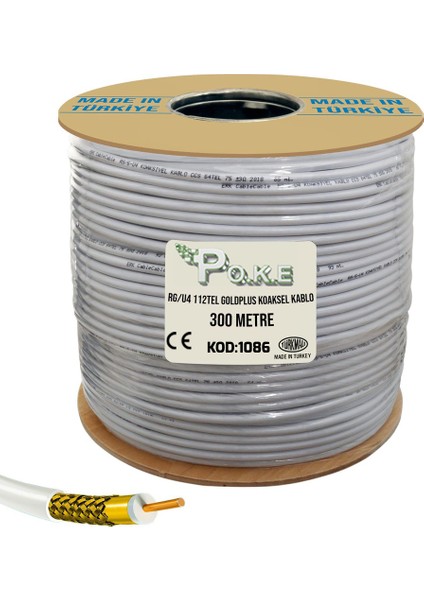 Anten Kablosu Rg6/u4 12TEL 1.02 Goldplus 300MT Poke PK-1086