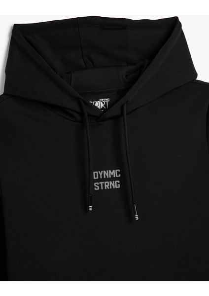 Kapşonlu Spor Sweatshirt Slogan Baskılı Uzun Kollu modelleri