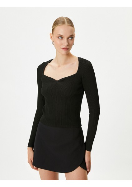 Triko Kazak Kalp Yaka Fitilli Regular Fit modelleri