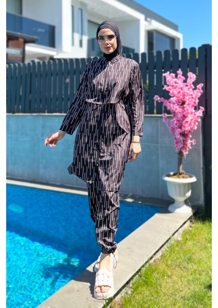 Önü Kapaklı Paraşüt Tam Kapalı Tesettür Mayo R071 Yasmin