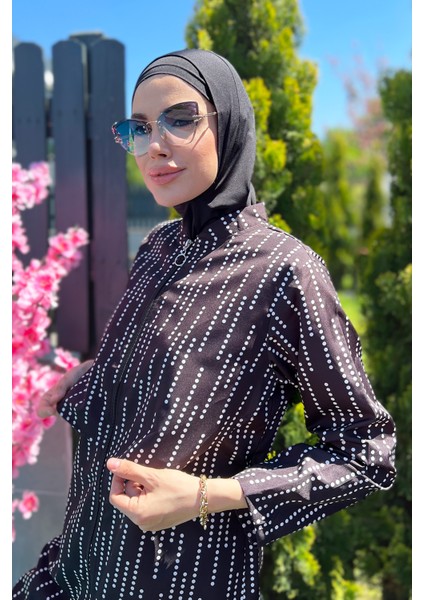Önü Kapaklı Paraşüt Tam Kapalı Tesettür Mayo R071 Yasmin modelleri