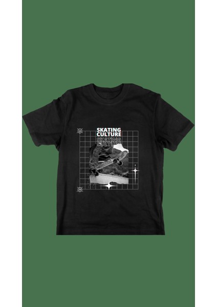 Pamuk Siyah Oversize Kısa Kollu T-Shirt | Skate Culture