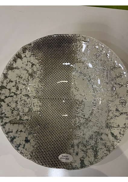 30CM Gümüş Kaplama Dekorotıf Çukur Cam Tabak
