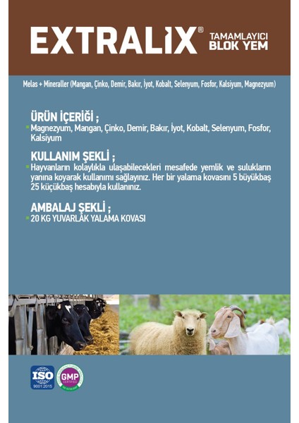 Extralıx 25 Kg - Yalama Kovası - Sığır Koyun Keçi - Extra Mineral İçerikli Melaslı Yalama Kovası