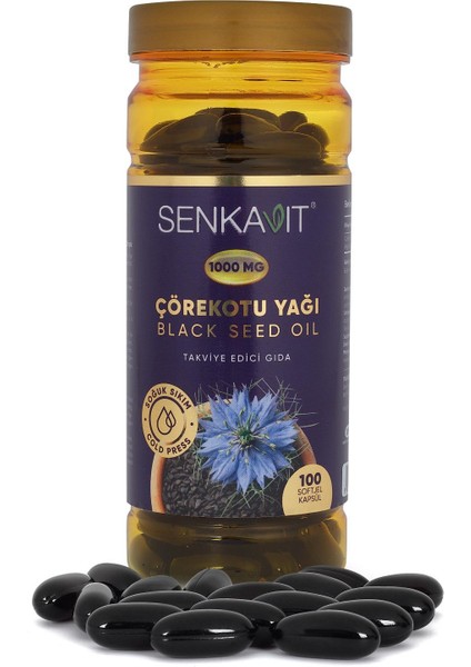 Bitkisel Çörekotu Yağı Softjel 1000 Mg 100 Kapsül 2 Li Paket
