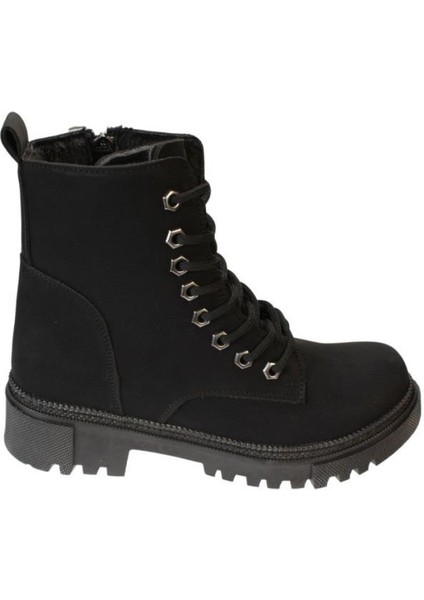 Kadın Siyah Mat Bağcıklı Fermuaralı Termo Taban Postal Bot fiyatları