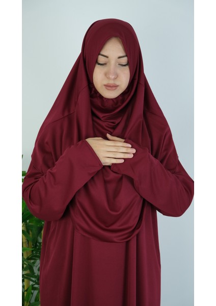 Bordo Fermuarsız Pratik Namaz Elbisesi fiyatları