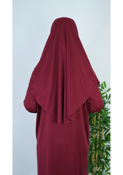 Bordo Fermuarsız Pratik Namaz Elbisesi modelleri