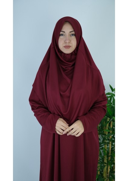 Bordo Fermuarsız Pratik Namaz Elbisesi fırsatları