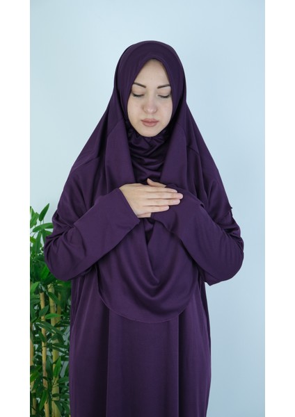 Mürdüm Fermuarsız Pratik Namaz Elbisesi