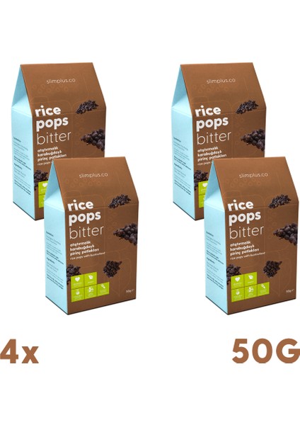 4 Paket Glutensiz Vegan Rice Pops Bitter Kakaolu Pirinç Patlakları 50G