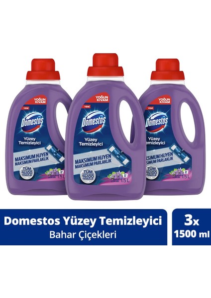 Yüzey Temizleyici Bahar Çiçekleri Maksimum Hijyen Tüm Yüzeyler Için 1500 ml x 3 Adet