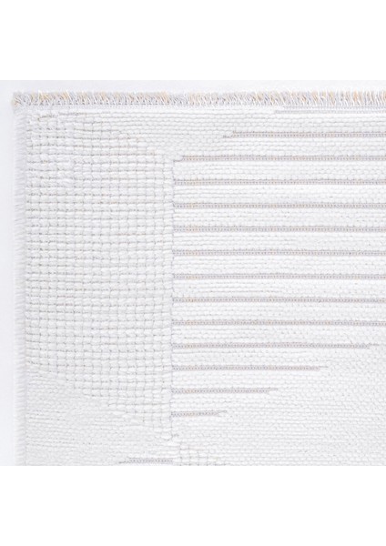 Alen 02 Krem Yıkanabilir Mutfak Halısı Kesme Yolluk Koridor Halısı Kaymaz Çocuk Odası Halı Kilim