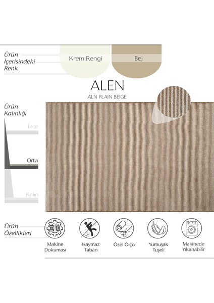 Alen Bej Yıkanabilir Mutfak Halısı Kesme Yolluk Koridor Halısı Kaymaz Çocuk Odası Halı Kilim fiyatları