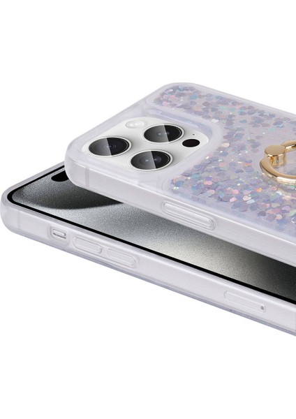 iPhone 15 Pro Max Kılıf Milce Simli Pullu Yüzüklü Kılıf