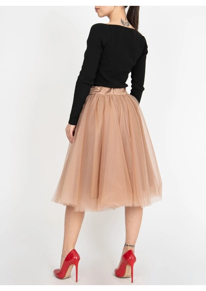 Sonbahar Kış Modası Üç Katman (60 cm Boy) Etek Kabarık Taba Etek fiyatları