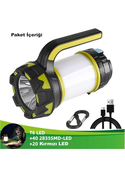 Etabel Ticaret 100W USB Şarj LED Lamba Su Geçirmez Kamp El Feneri Elfnr