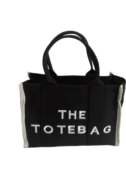 Kadın Keten The Tote Bag El Ve Omuz Çantası - Siyah