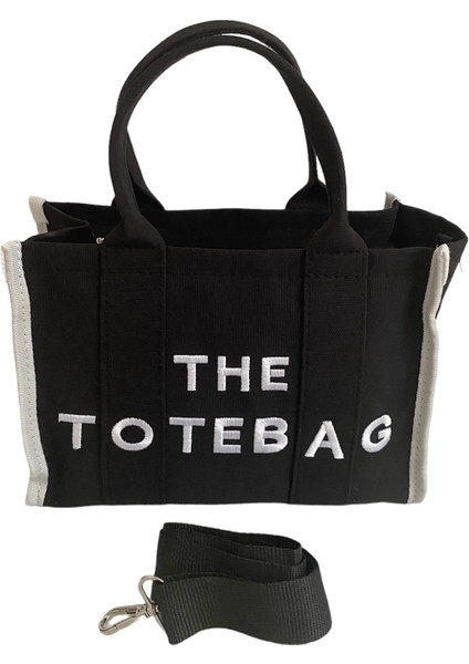 Kadın Keten The Tote Bag El Ve Omuz Çantası - Siyah