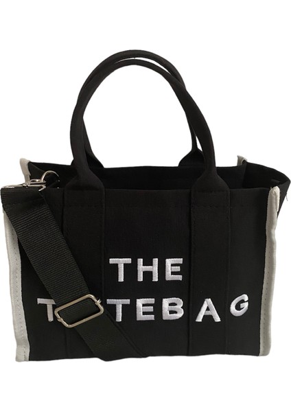 Kadın Keten The Tote Bag El Ve Omuz Çantası - Siyah