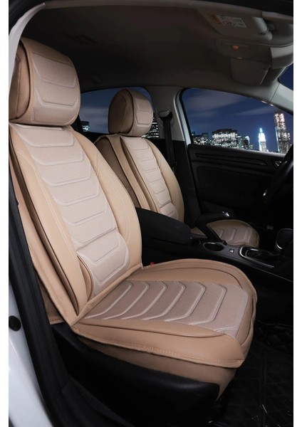Fiat Egea Cross Uyumlu Lüks Deri Oto Koltuk Kılıfı Ön/arka Set (Asya Seri) Bej