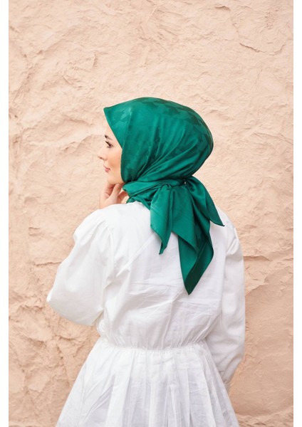 Ipekhan Kazayağı Desen Ipeksi Jakarlı Eşarp Zümrüt Yeşil fırsatları