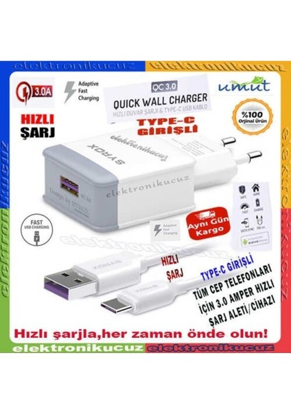 Umut_lg Q Stylusplus Type-C 3.0A Hızlı Şarj Cihazı / Hızlı Şarj Adaptörü Q32