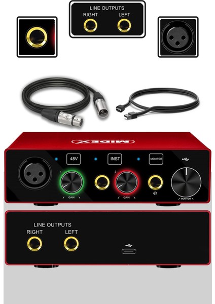 GLX-600 Pro Üst Kalite Stüdyo Ses Kartı 2 Giriş 2 Çıkış indirimleri