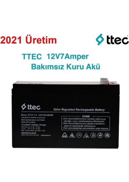 12V 7 Ah Bakımsız Kuru Akü - 12 Voltta 7 Amper Akü